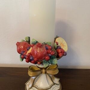 Fitz and Floyd Holiday Fruit Pillar Candle Base